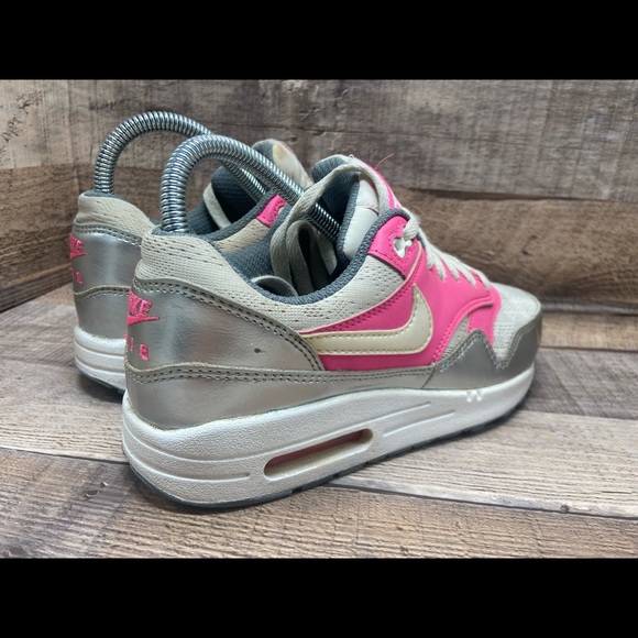 Nike Air Max 1 (GS) Silver Pink White 653653-108 Youth Size 5Y Women Size 6.5 - Picture 5 of 10
